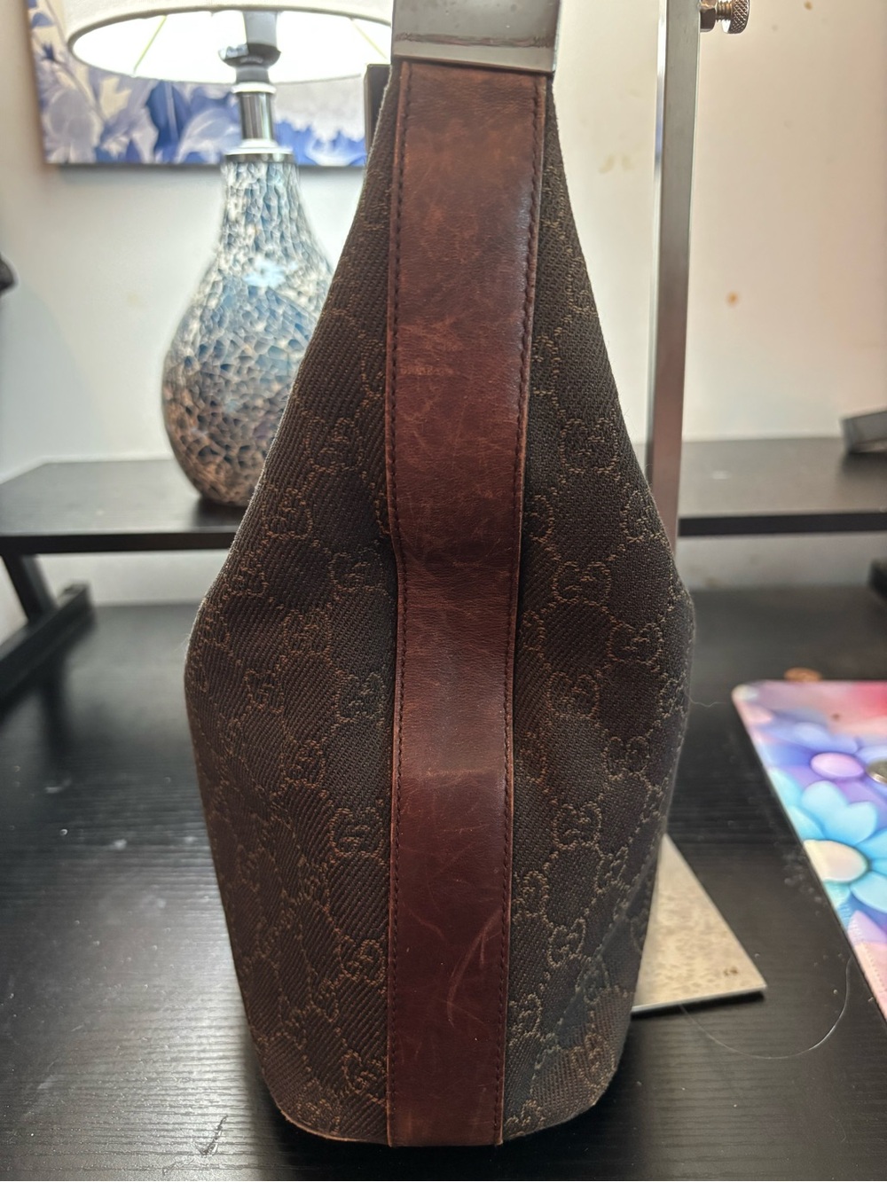 Vintage Gucci Dark Brown GG Monogram Canvas Hobo Bag - Tom Ford Era - Picture 3 of 16